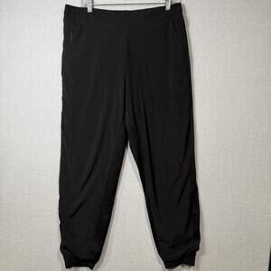 Athleta Jogger Pants Womens 14 Black Brooklyn Lined Fleece Elastic Cuff Warm